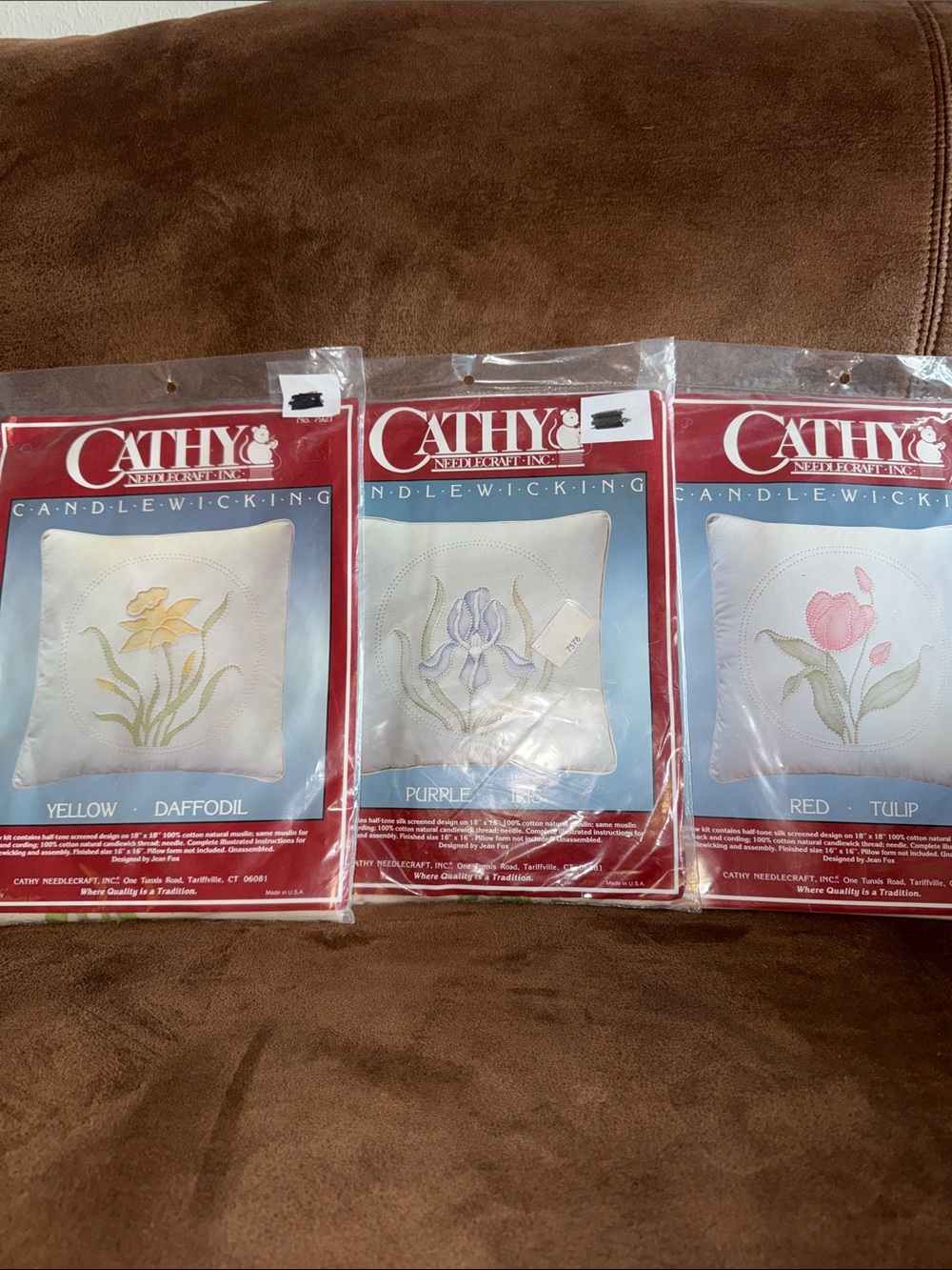 Cathy Needlecraft Candle-Wicking Pillow Panel - Yellow, Purple, Red Floral